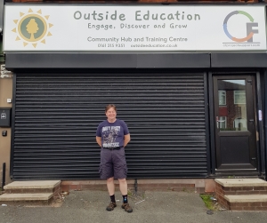 Stuart in front of the new community hub